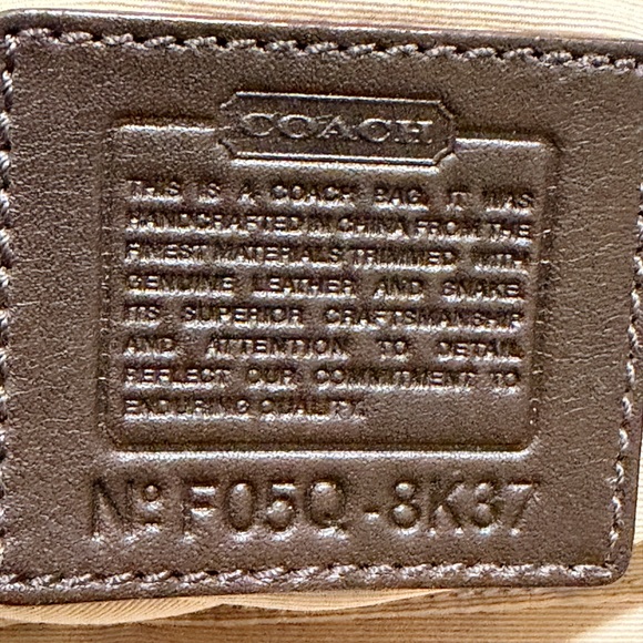 Coach Lurex Hobo Bag Metallic Tan Logo Print 8K37 | Gold Python Handle | EUC - Picture 10 of 10